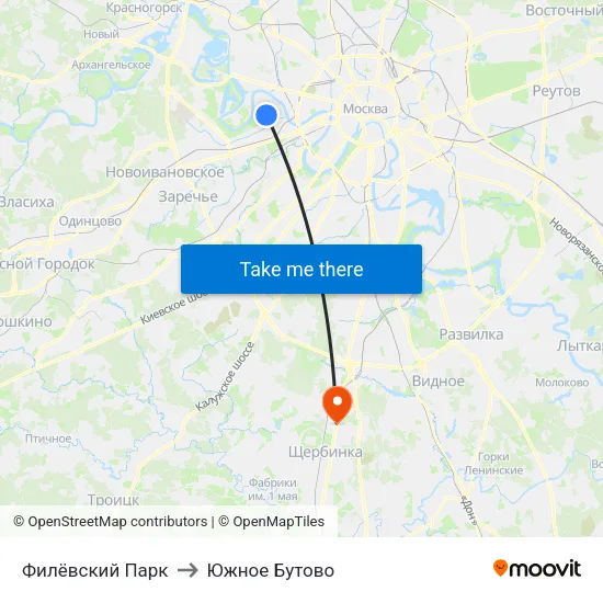 Филёвский Парк to Южное Бутово map