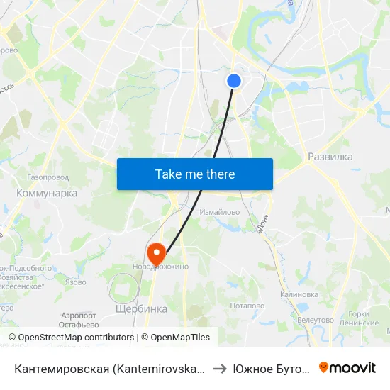 Кантемировская (Kantemirovskaya) to Южное Бутово map