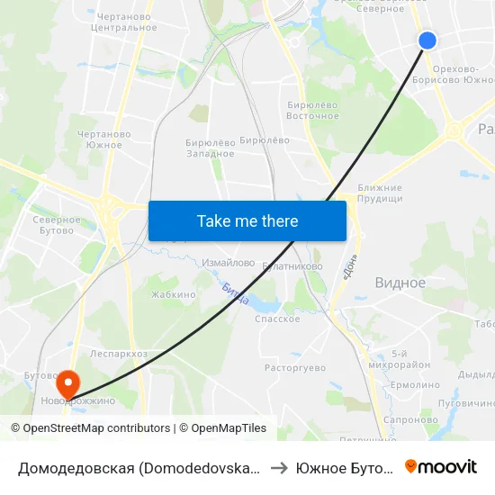 Домодедовская (Domodedovskaya) to Южное Бутово map