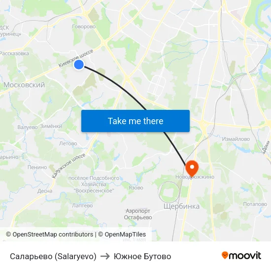 Саларьево (Salaryevo) to Южное Бутово map