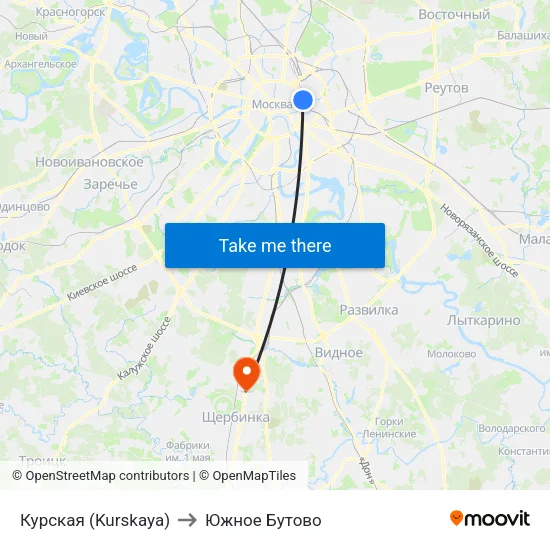Курская (Kurskaya) to Южное Бутово map