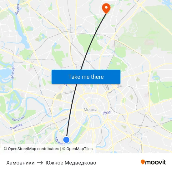 Хамовники to Южное Медведково map