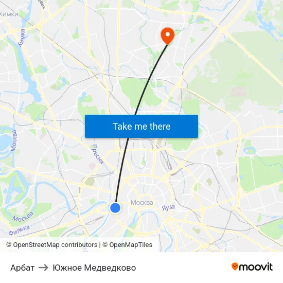 Арбат to Южное Медведково map