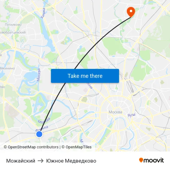 Можайский to Южное Медведково map