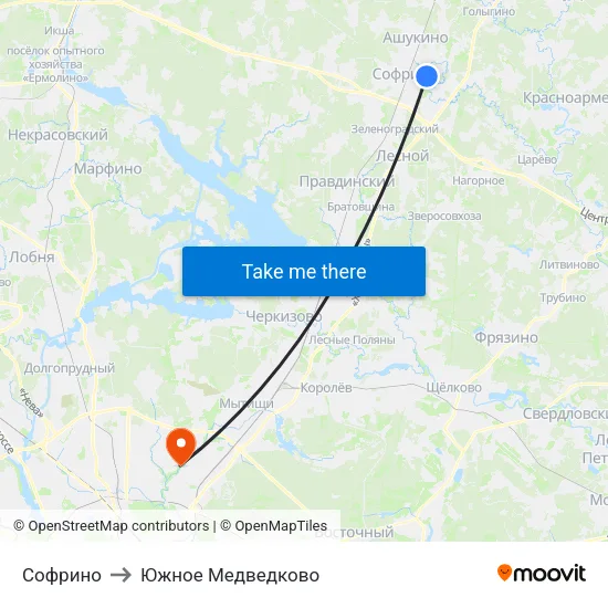Софрино to Южное Медведково map