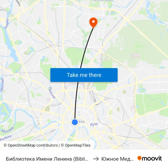 Библиотека Имени Ленина (Biblioteka Imeni Lenina) to Южное Медведково map