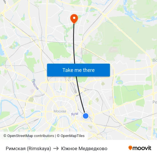 Римская (Rimskaya) to Южное Медведково map