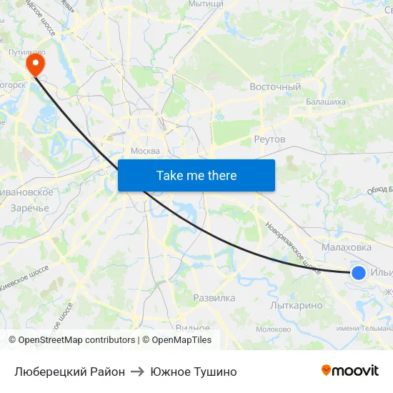 Люберецкий Район to Южное Тушино map