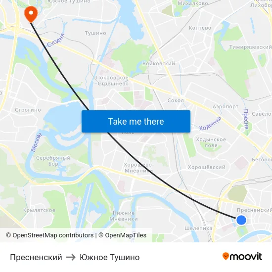 Пресненский to Южное Тушино map