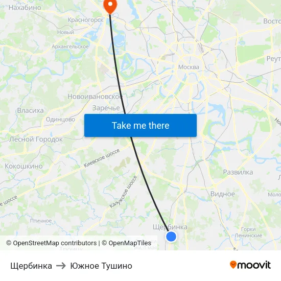 Щербинка to Южное Тушино map