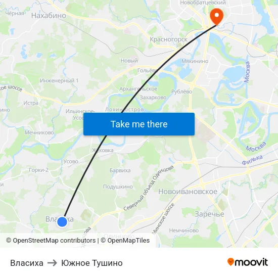 Власиха to Южное Тушино map