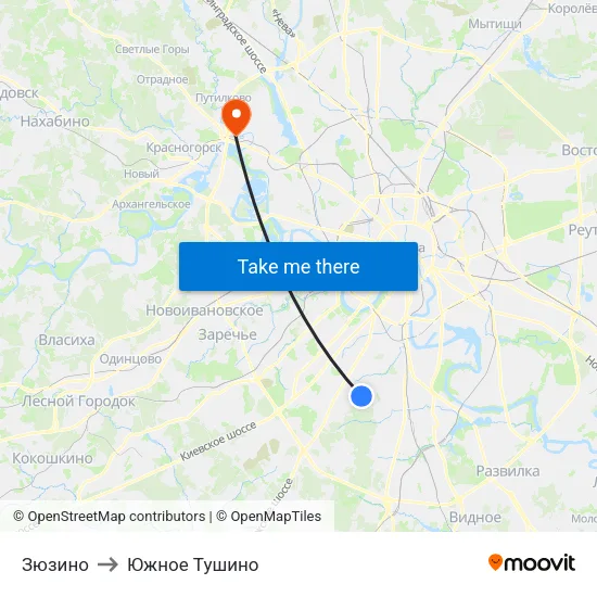 Зюзино to Южное Тушино map