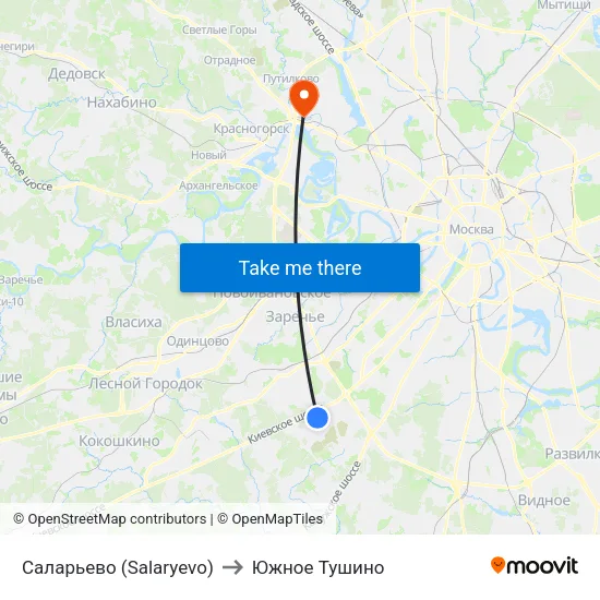 Саларьево (Salaryevo) to Южное Тушино map