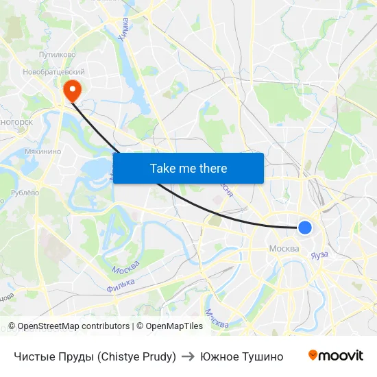 Чистые Пруды (Chistye Prudy) to Южное Тушино map