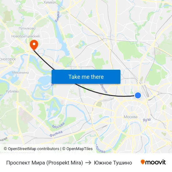 Проспект Мира (Prospekt Mira) to Южное Тушино map