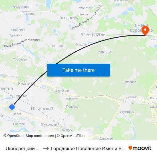 Люберецкий Район to Городское Поселение Имени Воровского map