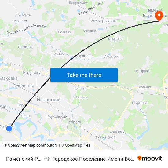 Раменский Район to Городское Поселение Имени Воровского map