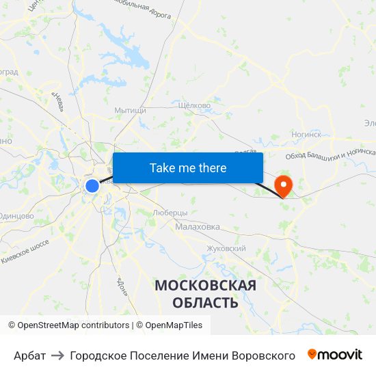 Арбат to Городское Поселение Имени Воровского map