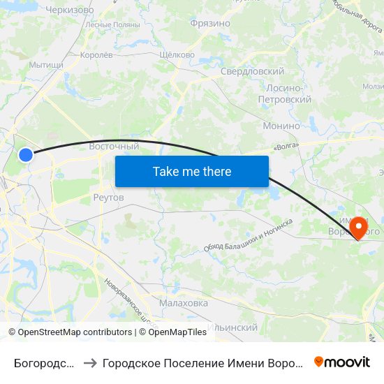 Богородское to Городское Поселение Имени Воровского map