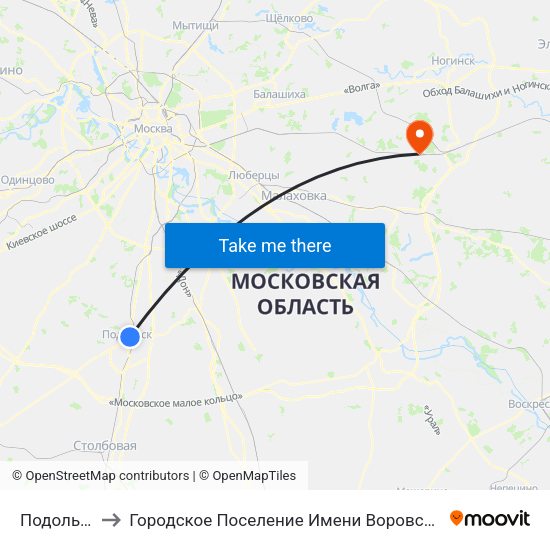Подольск to Городское Поселение Имени Воровского map