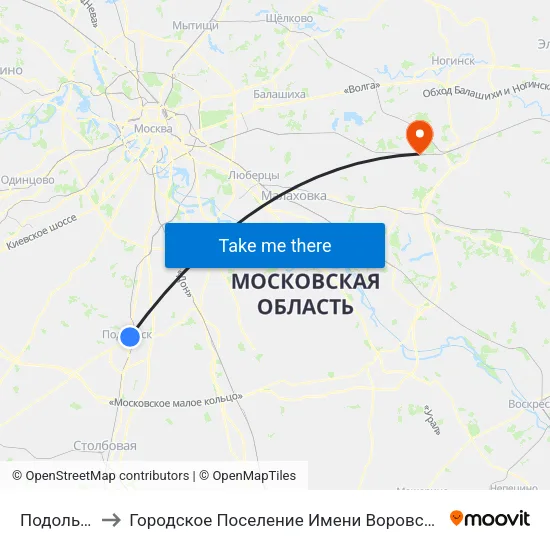 Подольск to Городское Поселение Имени Воровского map