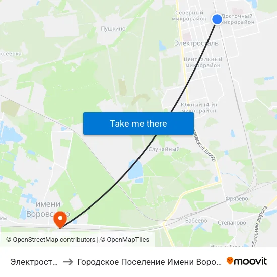 Электросталь to Городское Поселение Имени Воровского map