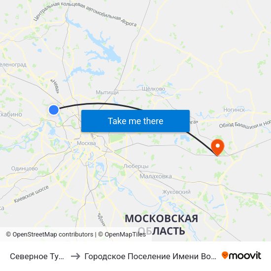 Северное Тушино to Городское Поселение Имени Воровского map