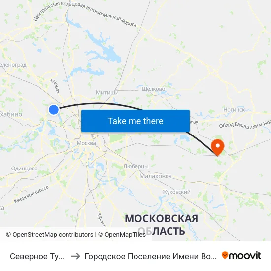 Северное Тушино to Городское Поселение Имени Воровского map