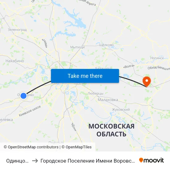 Одинцово to Городское Поселение Имени Воровского map