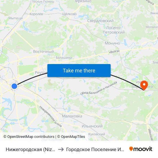 Нижегородская (Nizhegorodskaya) to Городское Поселение Имени Воровского map