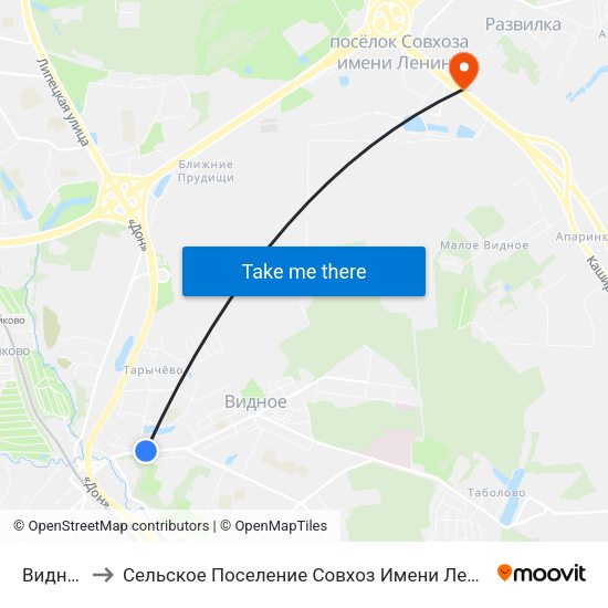 Видное to Сельское Поселение Совхоз Имени Ленина map
