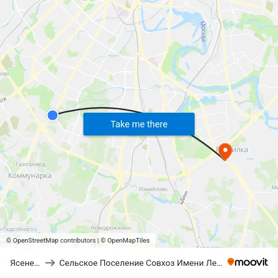 Ясенево to Сельское Поселение Совхоз Имени Ленина map