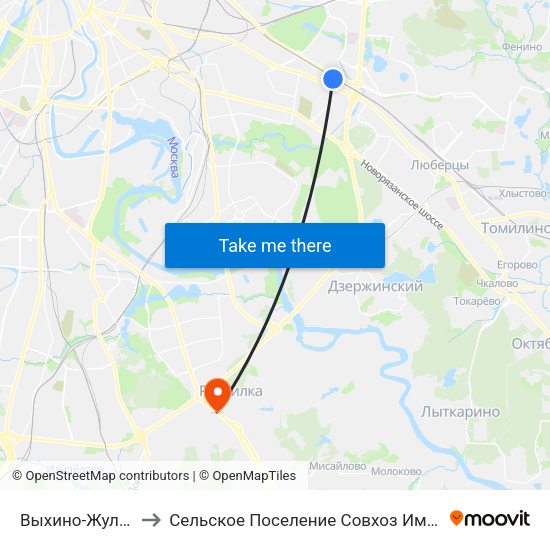 Выхино-Жулебино to Сельское Поселение Совхоз Имени Ленина map