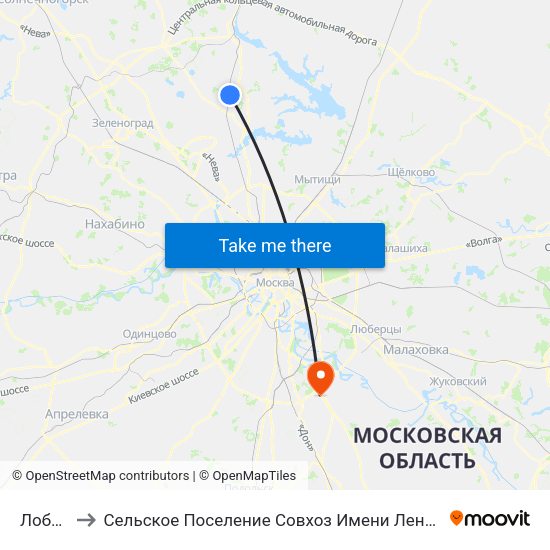 Лобня to Сельское Поселение Совхоз Имени Ленина map