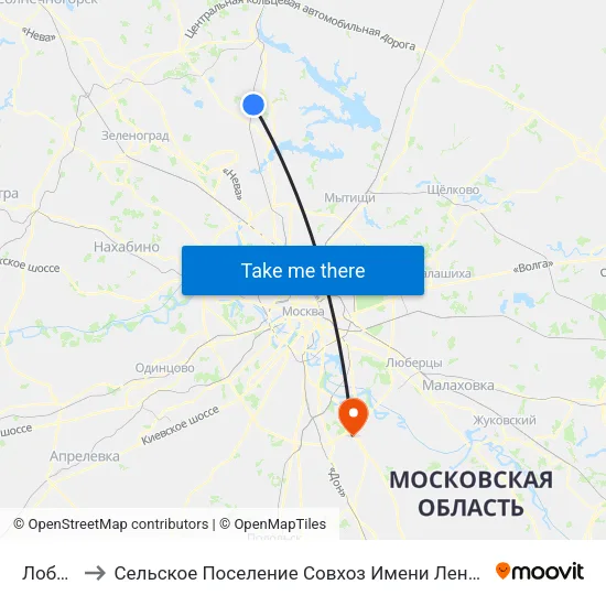 Лобня to Сельское Поселение Совхоз Имени Ленина map