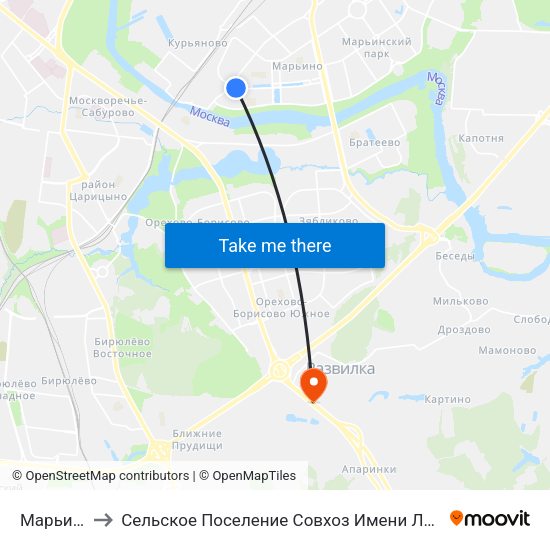 Марьино to Сельское Поселение Совхоз Имени Ленина map