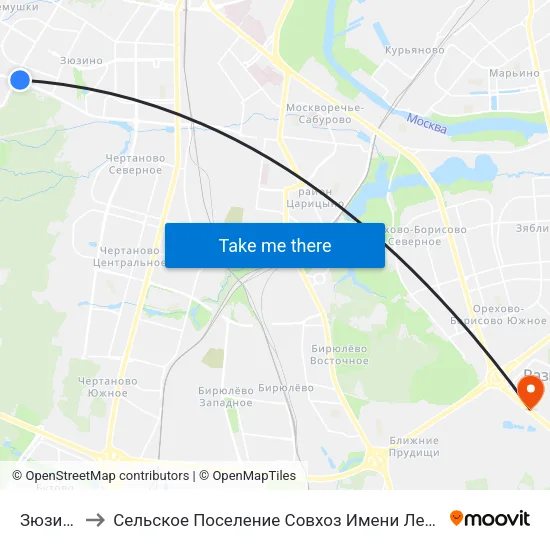 Зюзино to Сельское Поселение Совхоз Имени Ленина map