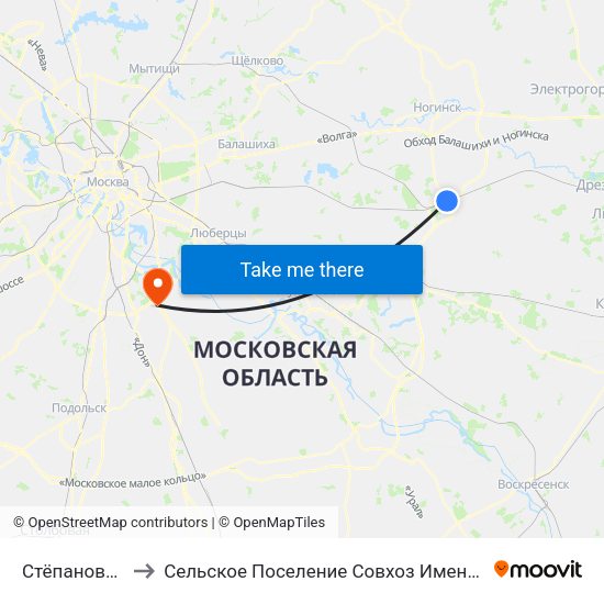Стёпановское to Сельское Поселение Совхоз Имени Ленина map
