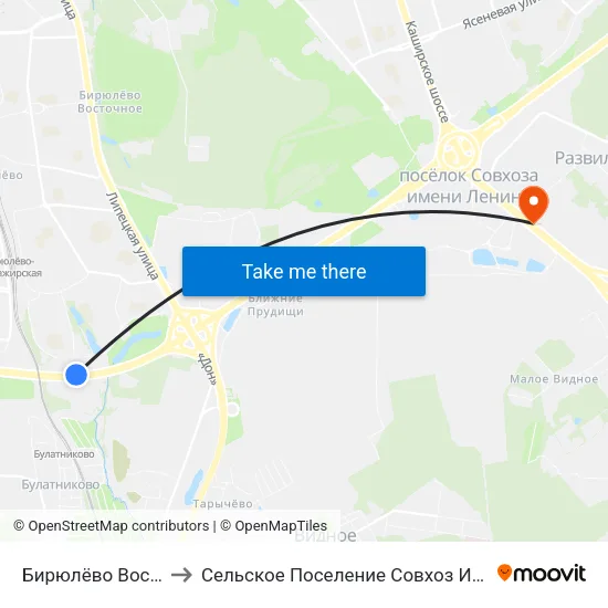 Бирюлёво Восточное to Сельское Поселение Совхоз Имени Ленина map