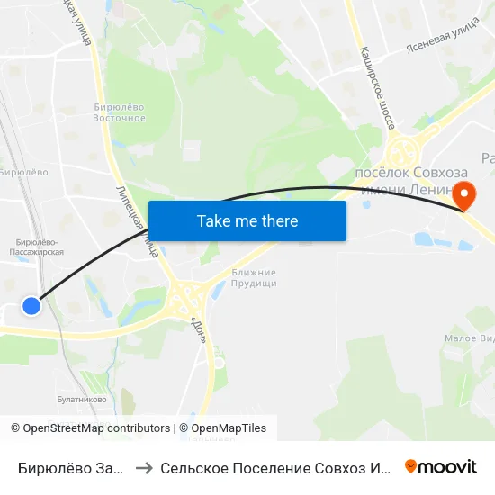 Бирюлёво Западное to Сельское Поселение Совхоз Имени Ленина map