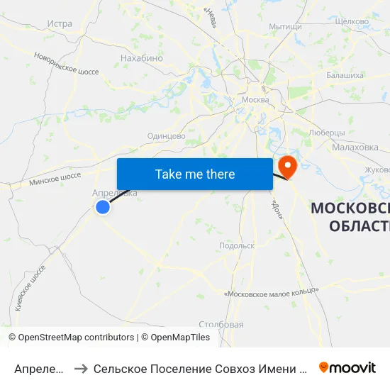 Апрелевка to Сельское Поселение Совхоз Имени Ленина map