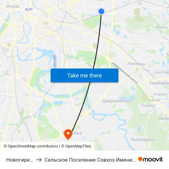 Новогиреево to Сельское Поселение Совхоз Имени Ленина map
