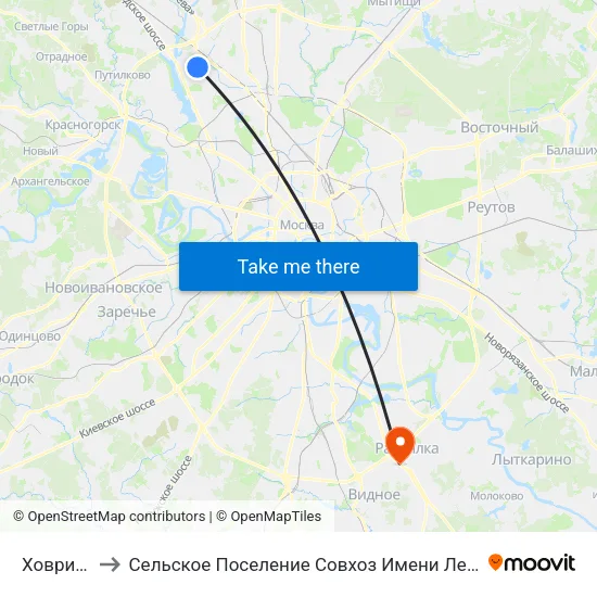 Ховрино to Сельское Поселение Совхоз Имени Ленина map