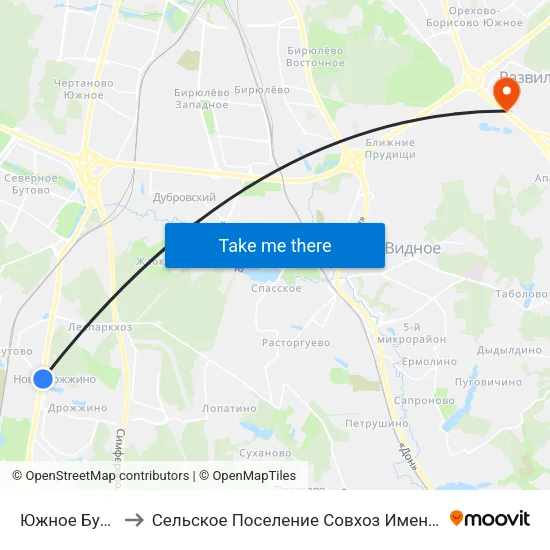 Южное Бутово to Сельское Поселение Совхоз Имени Ленина map