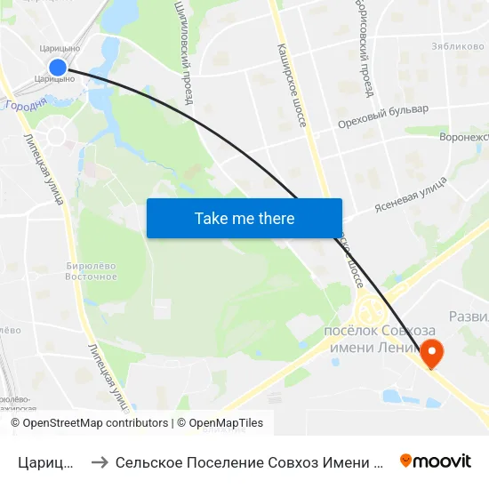 Царицыно to Сельское Поселение Совхоз Имени Ленина map