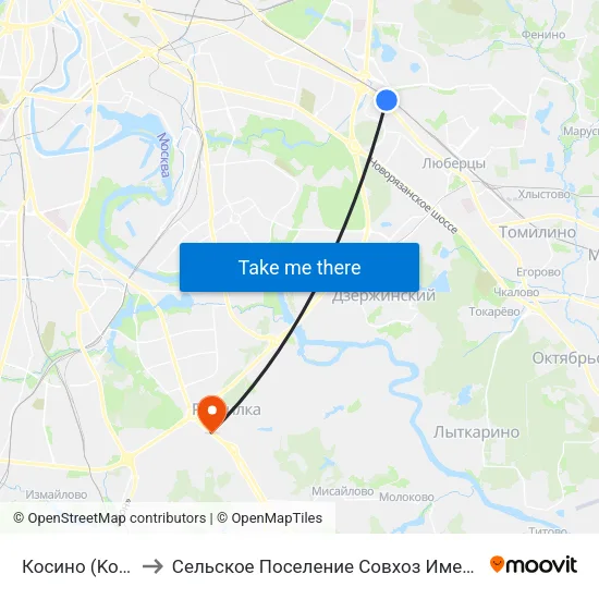 Косино (Kosino) to Сельское Поселение Совхоз Имени Ленина map