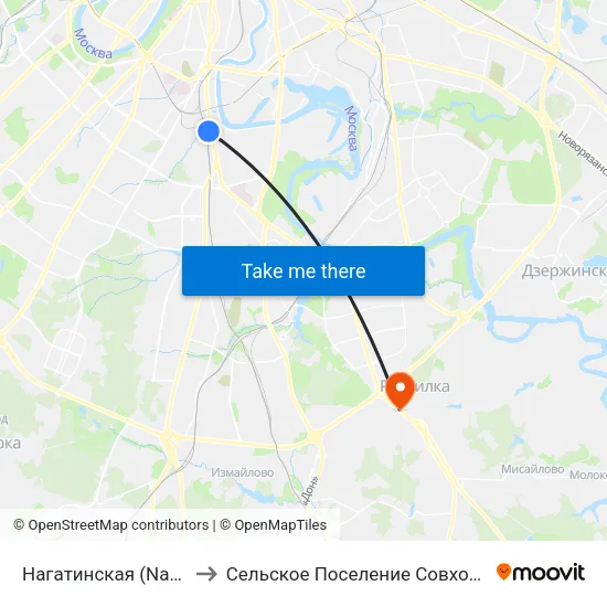 Нагатинская (Nagatinskaya) to Сельское Поселение Совхоз Имени Ленина map