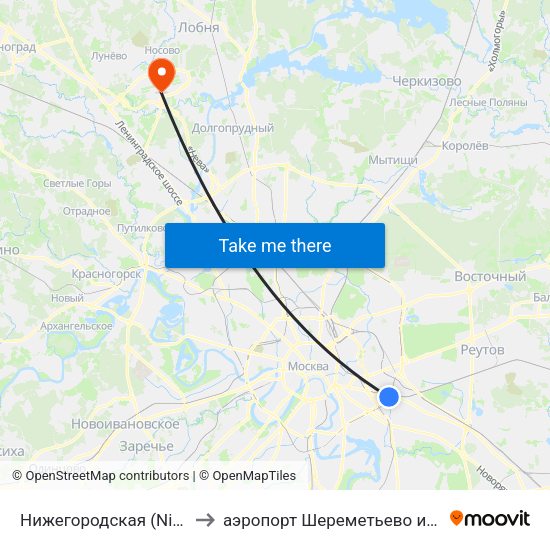 Нижегородская (Nizhegorodskaya) to аэропорт Шереметьево имени А.С. Пушкина map