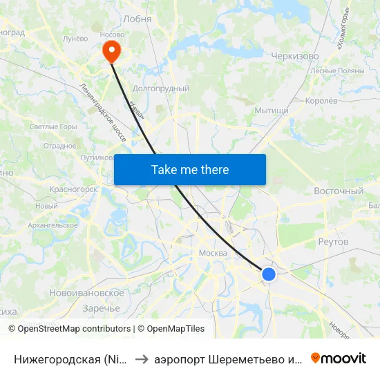 Нижегородская (Nizhegorodskaya) to аэропорт Шереметьево имени А.С. Пушкина map