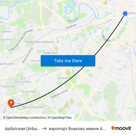 Арбатская (Arbatskaya) to аэропорт Внуково имени А.Н. Туполева map
